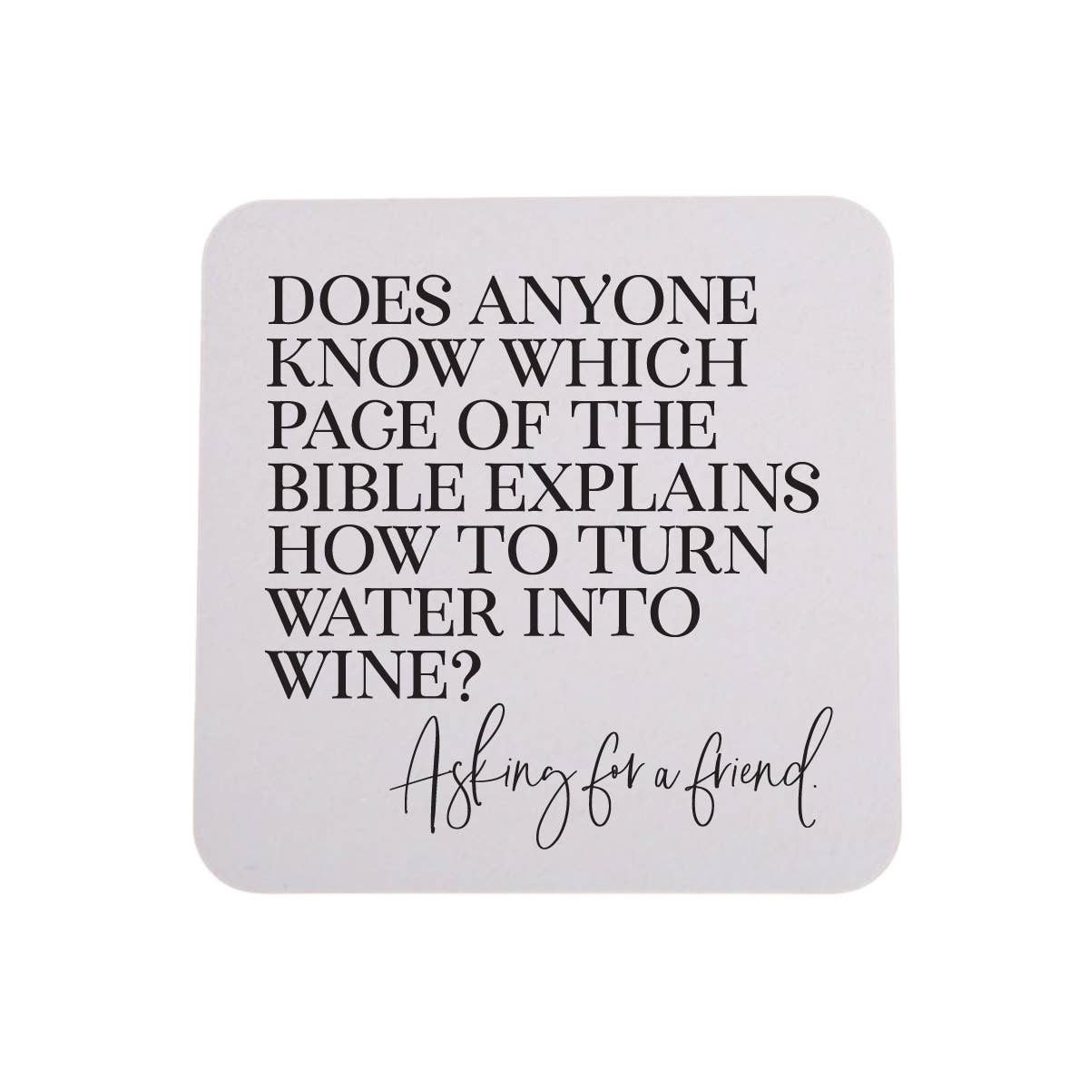 Sip Hip Hooray - How To Turn Water Into Wine - 4 Pack Party Bar Coasters