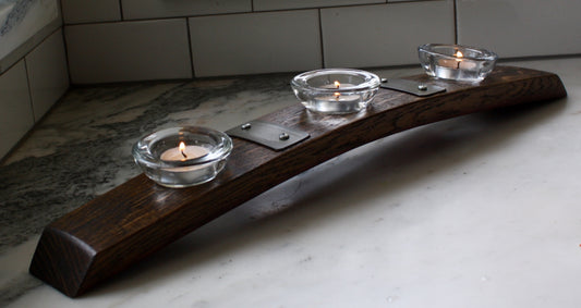 Triple Candle Holder with Zinc Band