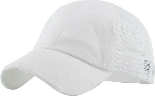 KBETHOS - Vintage Mesh Baseball Cap: White