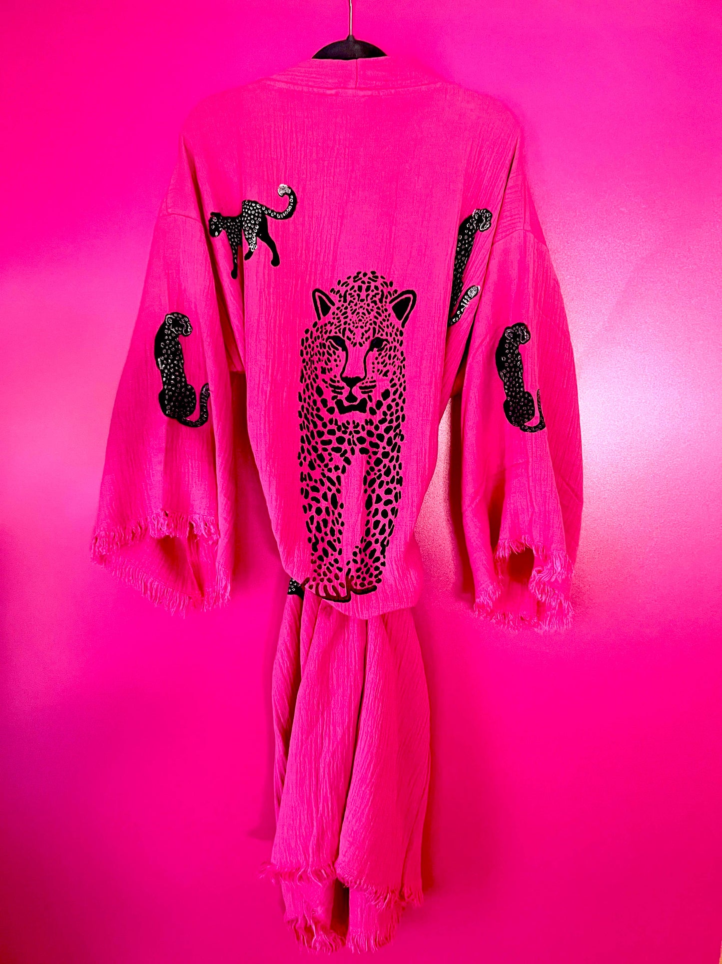 Pink Leopard Handpainted Kaftan
