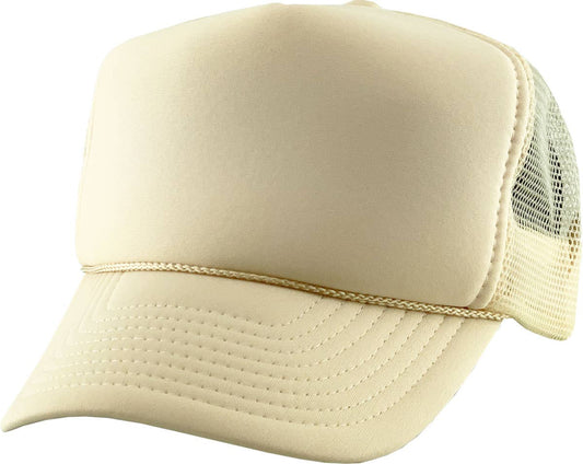KBETHOS - Classic Foam Front Trucker Hat: Ivory