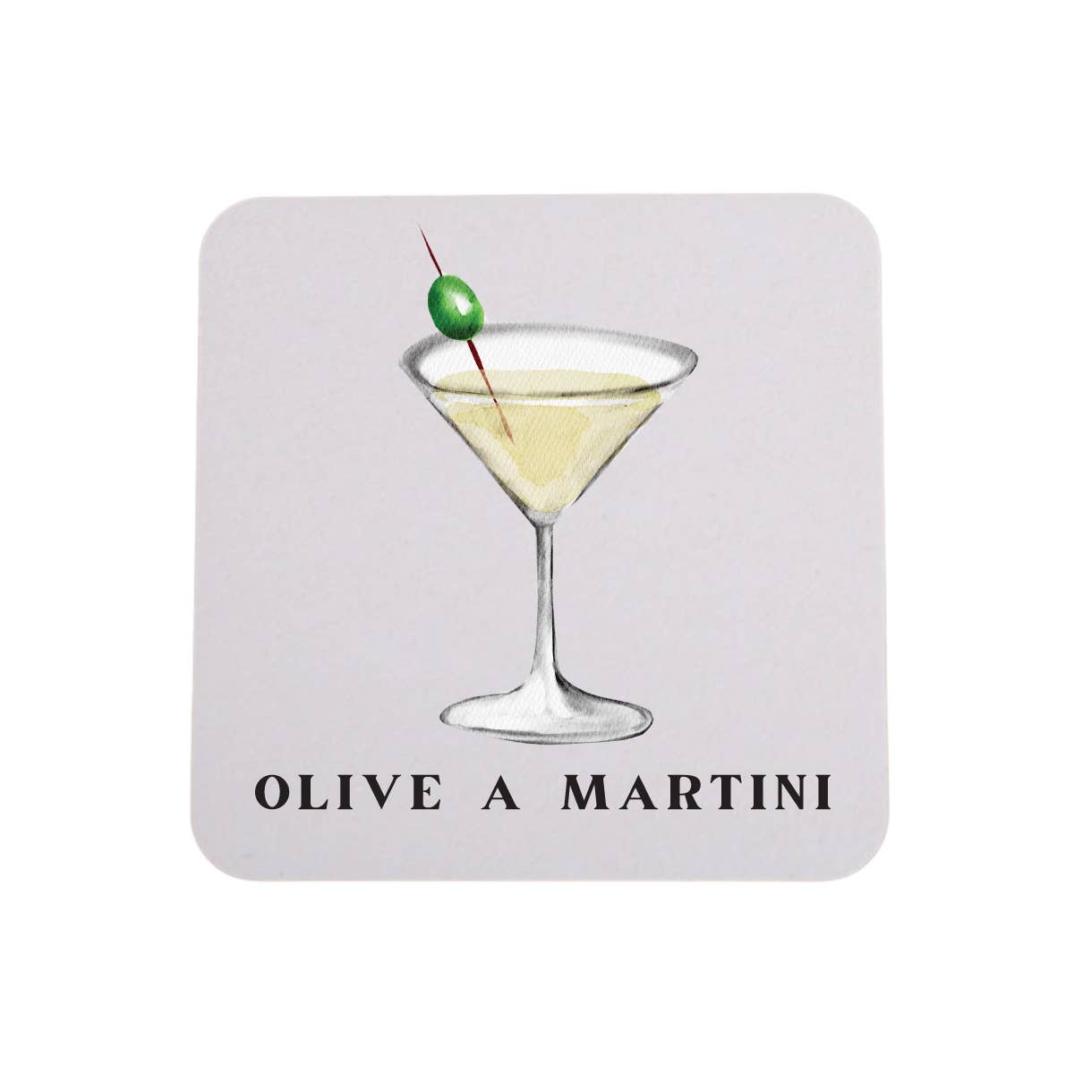 Sip Hip Hooray - Olive A Martini - 4 Pack Cheeky Party Bar Coasters Unique